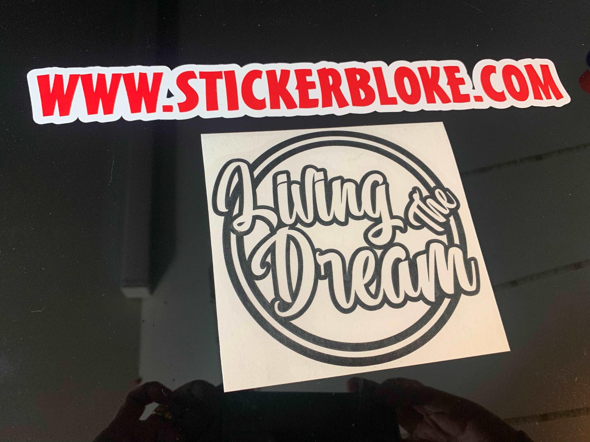 LIVING THE DREAM CIRCLE SCRIPT STICKER