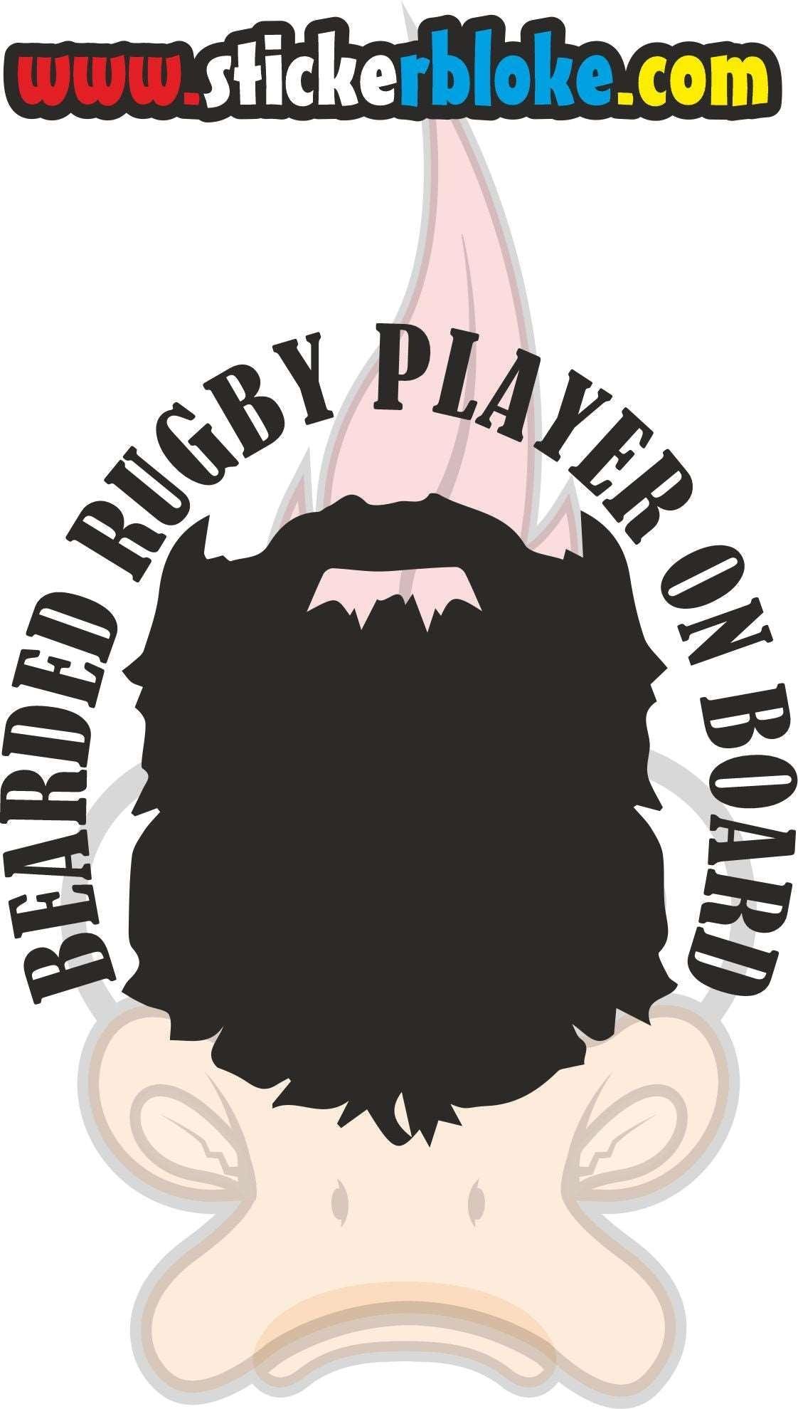 BEARDED RUGBY PLAYER ON BOARD STICKER – STICKERBLOKE