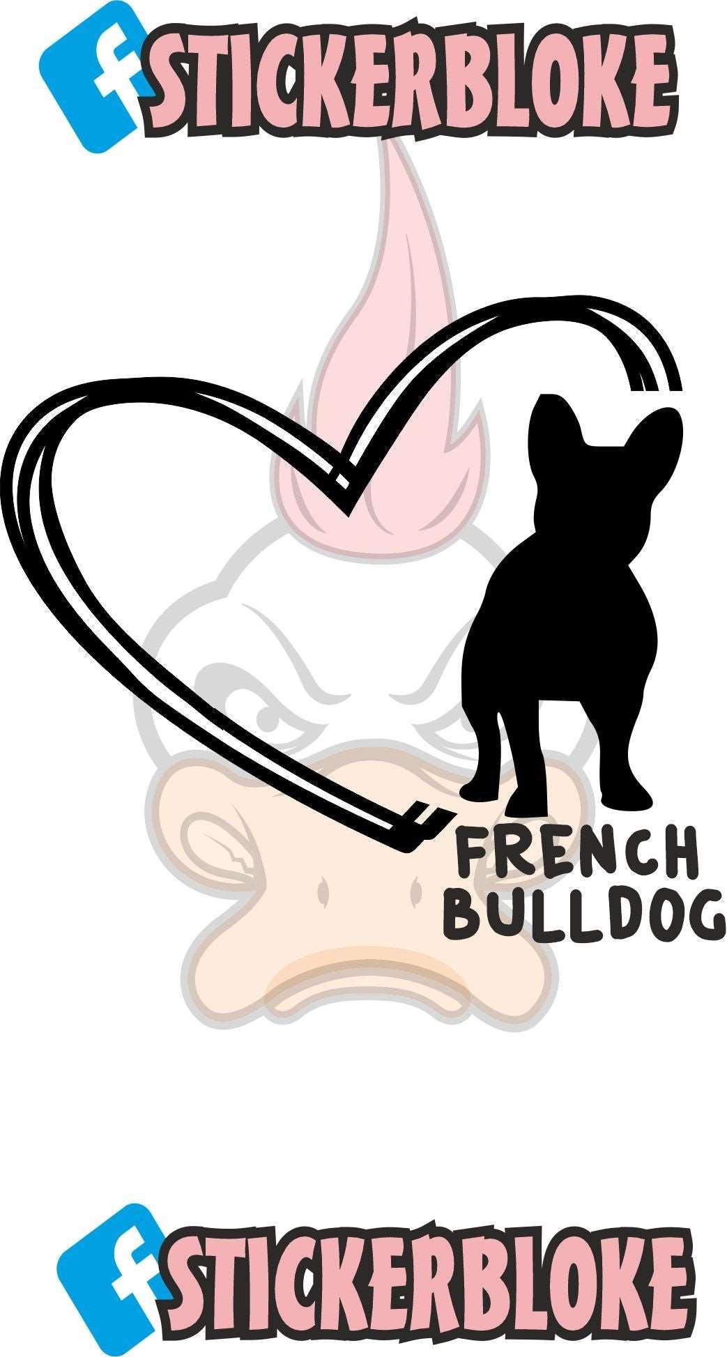 FRENCH BULLDOG AND HEART STICKER