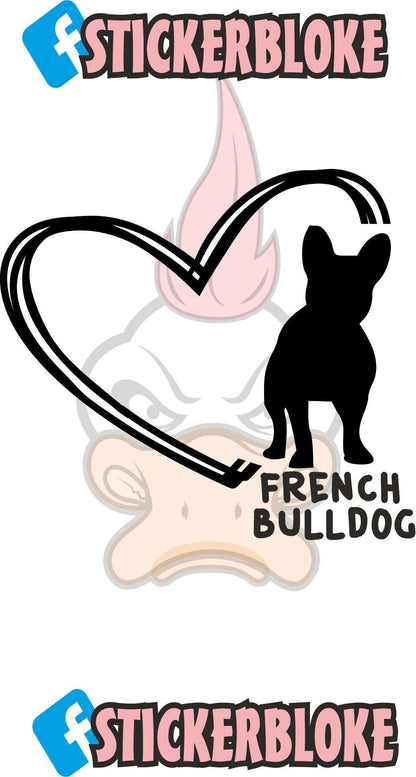 FRENCH BULLDOG AND HEART STICKER