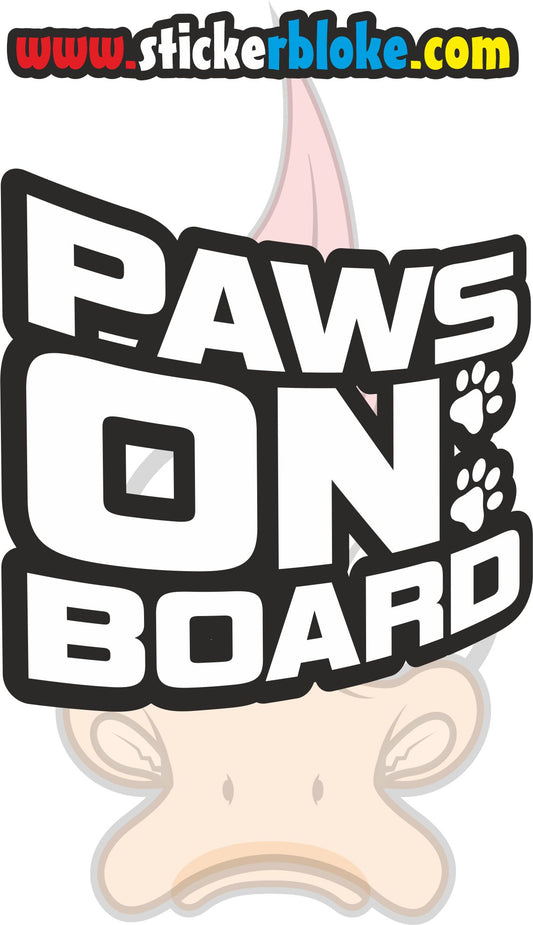 PAWS ON BOARD STICKER