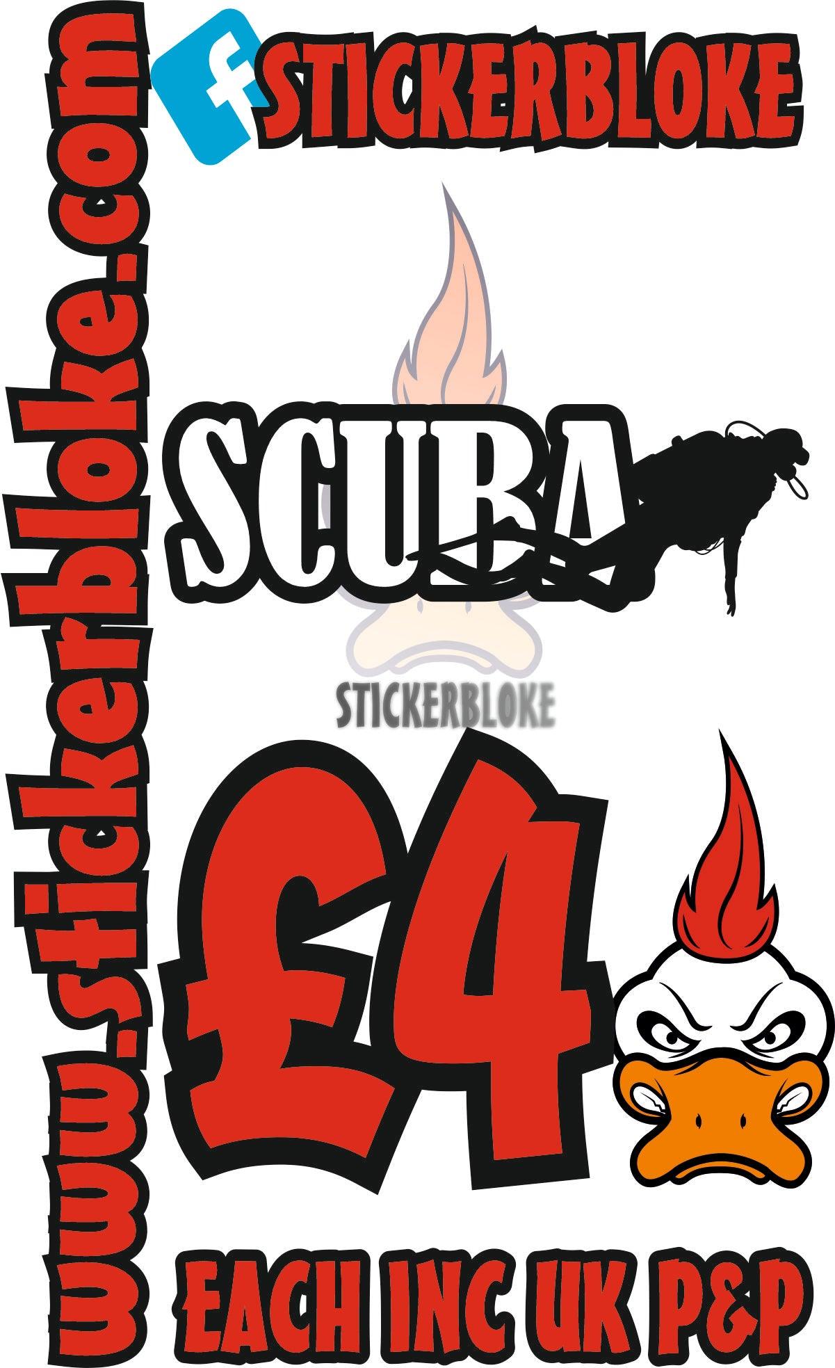 SCUBA WORDING AND DIVER - STICKERBLOKE