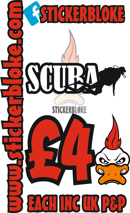 SCUBA WORDING AND DIVER - STICKERBLOKE