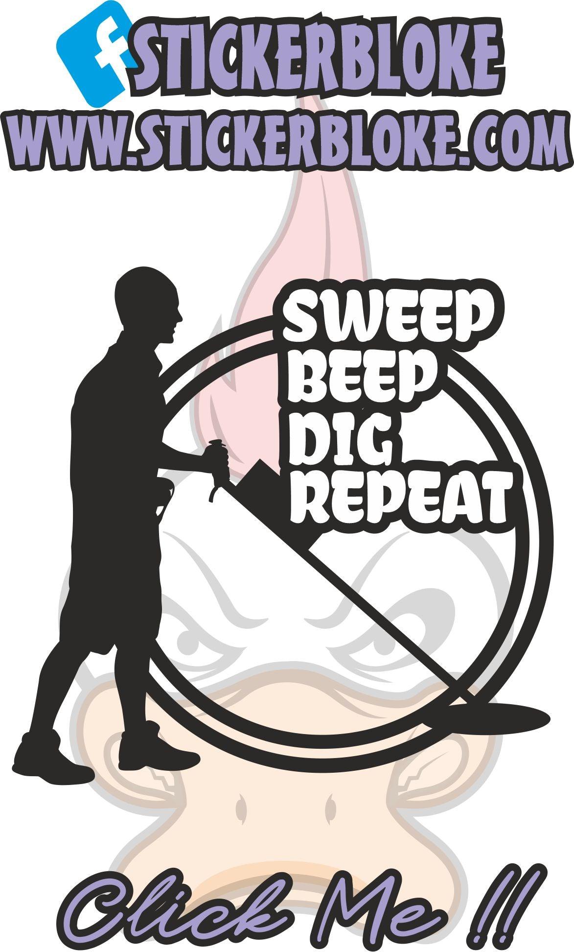 Sweep Net Sticker SWEEP BEEP DIG REPEAT METAL DETECTING STICKER – STICKERBLOKE