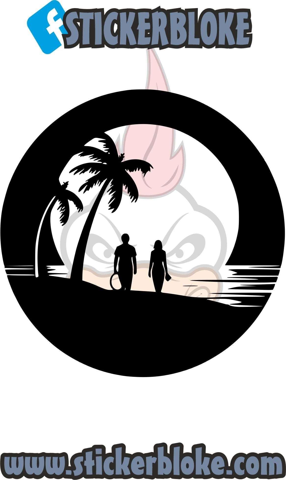 BEACH COUPLE PALM TREE STICKER