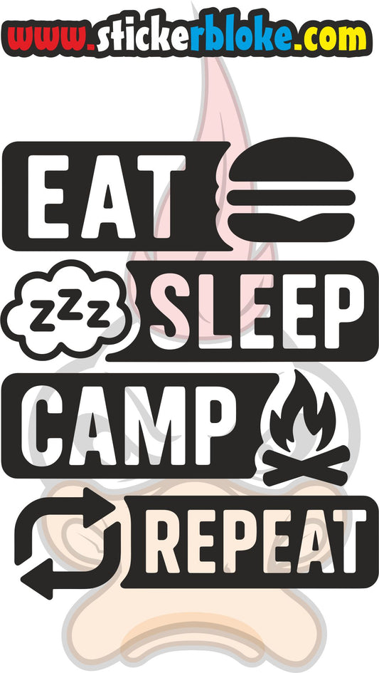EAT SLEEP CAMP REPEAT 2 STICKER
