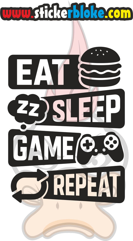 EAT SLEEP GAME REPEAT STICKER