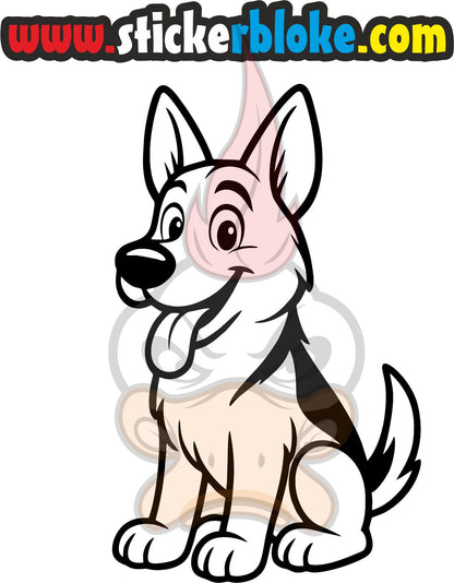 GERMAN SHEPHERD CARTOON DOG STICKER