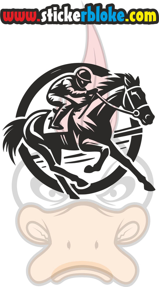 RACE HORSE AND JOCKEY STICKER