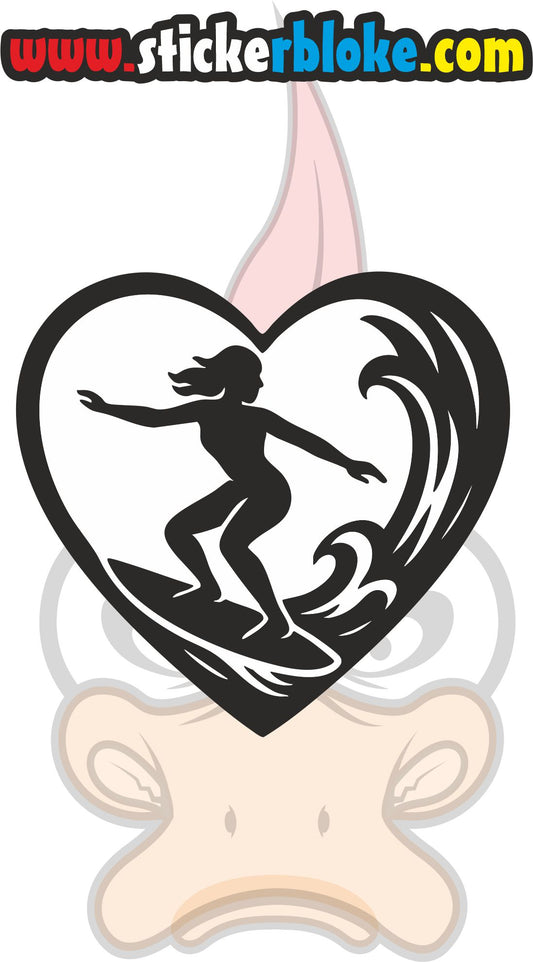 LADY SURFER WITH HEART