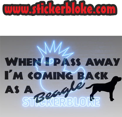 WHEN I PASS AWAY IM COMING BACK AS A BEAGLE